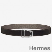 Hermes Etrier Buckle Belt & Taupe Clemence 32 MM remienok