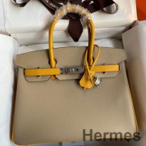 Taška Hermes HSS Birkin 30 Bicolor z výkopovej a žltej epsomskej teľacej kože