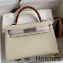 Hermes HSS Kelly Mini II Sellier trojfarebná taška z craie/ružovej/zlatej epsomskej teľacej kože