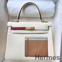 Ručne vyrobená taška Hermes Kelly Colormatic 25 z kože Nata Swifit