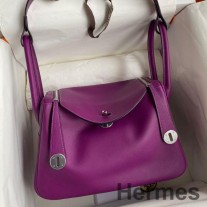 Ručne vyrobená taška Hermes Lindy 26 z teľacej kože Anemone Swift