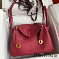 Ručne vyrobená taška Hermes Lindy 26 z kože Ruby Clemence