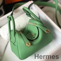 Hermes Lindy Mini taška z kože Vert Criquet Clemence GHW