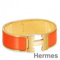 Hermes Orange Enamel Clic Clac H PM náramok