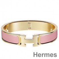 Hermes Pink Enamel Clic H PM náramok