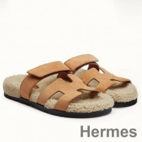 Dámske chypre sandále Hermes v béžovom semišovom prevedení so strihom