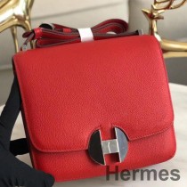 Hermes 2002 20 cm taška z červenej Evercolor teľacej kože