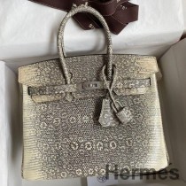 Ručne vyrobená taška Hermes Birkin 25 Retourne z jašterice Ombre