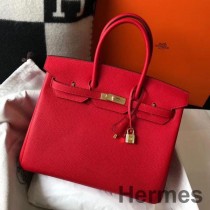 Taška Hermes Birkin 35 cm z červenej kože Clemence GHW