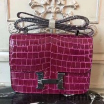Taška na krokodíla Hermes Fuchsia Constance MM 24 cm