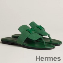 Sandále Hermes Galerie v zelenej semišovej koži