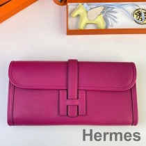Spojková taška Hermes Jige Elan 29 z ružovofialovej rýchlej teľacej kože
