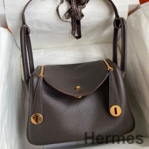 Ručne vyrobená taška Hermes Lindy 26 z kože Ebene Clemence