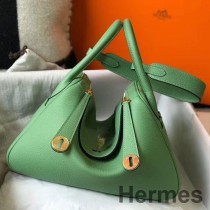 Hermes Lindy 30 cm taška z Vert Criquet Clemence Leather GHW