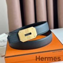 Obojstranný opasok Hermes Neo 32 mm z čiernej kože Clemence
