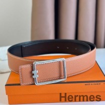 Obojstranný opasok Hermes Tube H 38 mm zo zlatej kože Clemence