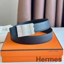 Obojstranný opasok Hermes Typo 32 mm z čiernej epsomskej teľacej kože