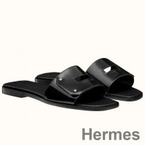Sandále Hermes View v čiernej Lakovanej koži
