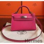 Ručne vyrobená taška Hermes Kelly Mini II z kože Rose Tyrien Epsom