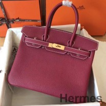 Hermes 버킨 30 루비 클레멘스 가죽 핸드메이드 백
