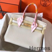 Hermes 버킨 30 화이트 클레멘스 가죽 핸드메이드 백