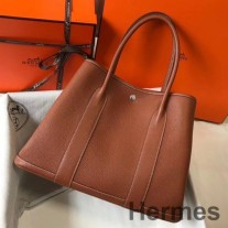 Hermes Garden Party 36 골드 클레멘스 가죽 백