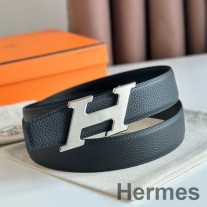 Hermes H 스피드 리버서블 벨트 32MM 블랙 클레멘스 가죽 소재