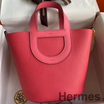 Hermes In The Loop 18 로즈 립스틱 핸드메이드 백 Clemence Leatherther