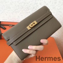 Taupe Epsom 가죽 소재의 Hermes Kelly 클래식 장지갑