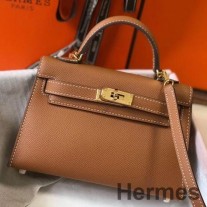 Hermes 켈리 미니 II 골드 엡솜 가죽 GHW 백