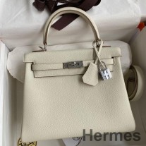 Hermes Kelly Retourne 25 머쉬룸 클레멘스 가죽 소재의 핸드메이드 백