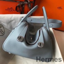 블루 린 클레멘스 가죽 소재의 Hermes Lindy 30cm 가방 PHW