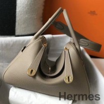 Gris Tourterelle Clemence 가죽 GHW 소재의 Hermes 린디 30cm 백