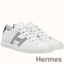 Hermes 남성 어반티지 스니커즈 화이트/블루 송아지 가죽