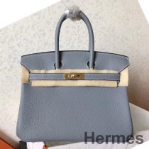블루 린 클레멘스 가죽 소재의 Hermes 버킨 25 핸드메이드 백
