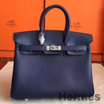 Hermes 버킨 25 사파이어 엡솜 송아지 가죽 핸드메이드 백