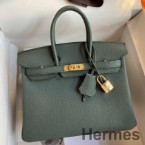 Hermes Birkin 25 Retourne 핸드메이드 백, Vert Amande Clemence 가죽 소재