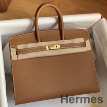 Hermes Birkin 25 Sellier 골드 엡솜 송아지 가죽 핸드메이드 백