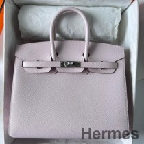 Hermes 버킨 25 셀리어 모브 페일 엡솜 송아지 가죽 핸드메이드 백