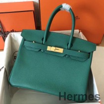 말라카이트 엡솜 가죽 소재의 Hermes 버킨 30 핸드메이드 백