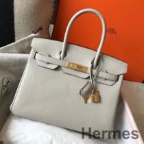 Hermes 버킨 30cm 백 펄 그레이 클레멘스 가죽 GHW
