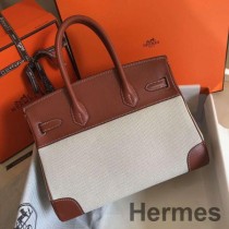 Hermes 버킨 30cm 백 인 토일 H 캔버스 위드 바레니아 가죽