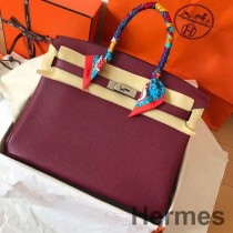 보르도 클레망스 가죽 소재의 Hermes 버킨 35 핸드메이드 백