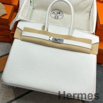Hermes 버킨 35 리투른 화이트 클레멘스 가죽 핸드메이드 백