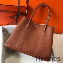 Hermes Garden Party 36 골드 클레멘스 가죽 백