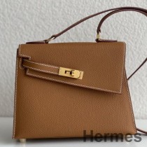 Hermes Kelly En Desordre 20 골드 엡솜 송아지 가죽 핸드메이드 백