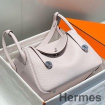 Hermes 린디 30cm 모브 페일 클레멘스 가죽 PHW 백