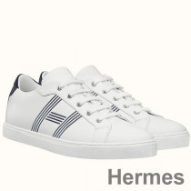 Hermes 남성 어반티지 스니커즈 화이트/블루 송아지 가죽