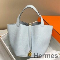 블루 Brume Clemence 가죽 소재의 Hermes Picotin Lock 18 백