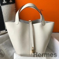 Beton Clemence 가죽 소재의 Hermes Picotin Lock 22 백